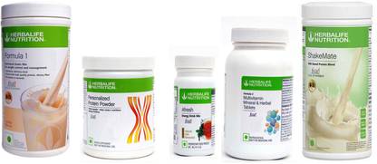 HERBALIFE FORMULA1VANILLA PROTIEN200G AFRESH ENERGY DRINK TULSI 50 +SHAKEMATE 500 +F2 Whey Protein