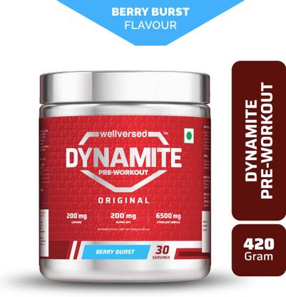 Wellversed Dynamite Pre-Workout (420g, 30 Servings) | Unleash Explosive Energy Pre Workout  (420 g, Berry Burst)