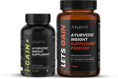 Ayuvya Ayurvedic i-Gain+ & Lets Gain 100% Ayurvedic Weight Gain Combo | Boost immunity Weight Gainers/Mass Gainers