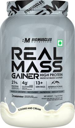BIGMUSCLES NUTRITION Real Mass Gainer | High Protein Muscles Mass Gainer | Added BCAA, Glutamine Weight Gainers/Mass Gainers