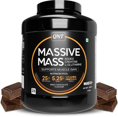 QNT Massive Mass | Muscle Mass Gainer | 4kg | Irish Chocolate Weight Gainers/Mass Gainers