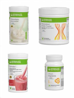HERBALIFE F1 SHAKE MIX-STRAWBERRY,SHAKEMATE,PP-200GM AND GINGER (PACK OF 4) Protein Shake