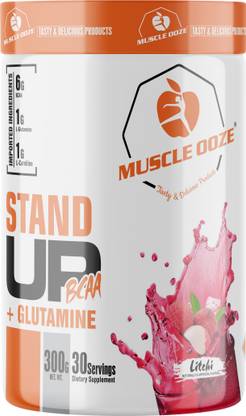 muscle ooze Stand Up BCAA+Glutamine 300gm Litchi 30 Serving for Hydration & Muscle Recovery BCAA