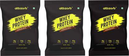 Abbzorb Whey Protein Powder - 3 Sachets X 34.5g |Combo| Single Serve Sachet Whey Protein