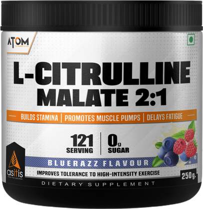 AS-IT-IS Nutrition ATOM L Citrulline Malate 2:1 - 250gms | 121 servings | 0 Sugar |Builds Stamina EAA (Essential Amino Acids)