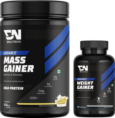 DNUTRIXN Advance Mass Gainer with High Protein &Calories |Digestive Enzyme, Multivitamin+ Weight Gainers/Mass Gainers