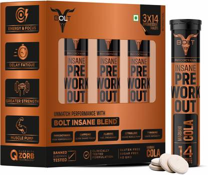 BOLT INSANE Pre-Workout Effervescent Tablets Pre Workout