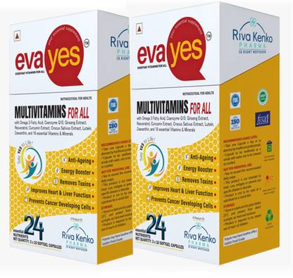 Riva Kenko Eva Yes Multivitamins for all with 24 Nutrients, Omega 3, 16 Vitamin & Minerals Energy Bars