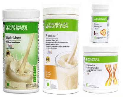 Herbalife Nutrition FORMULA1BANANA500 PROTIEN 200 GAFRESHENERGYDRINK ELAICHI 50 +SHAKEMATE 500 G Plant-Based Protein