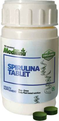 Medilina Organic Spirulina Tablets - 120 Tablets (500 Mg each) Plant-Based Protein