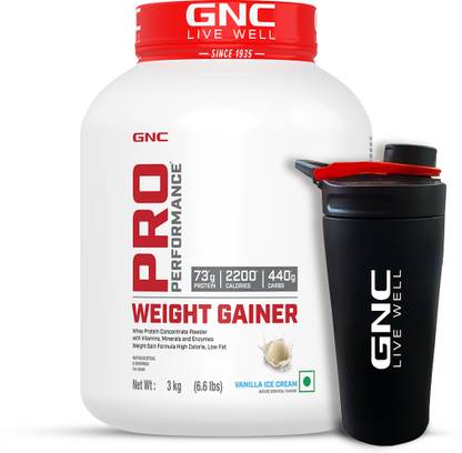 GNC Pro Performance Weight Gainer & Black Steel shaker Weight Gainers/Mass Gainers