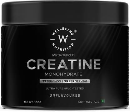 Wellbeing Nutrition 100% Pure Micronised Creatine Powder Monohydrate - Unflavoured 100g -33 servings Creatine
