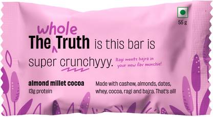 The Whole Truth Almond Millet Cocoa I 13g Protein Bar | Pack of 6 x 55g Whey Protein