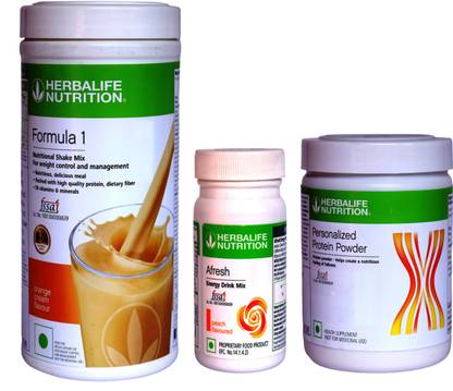 HERBALIFE Formula 1 Shake Orange Cream + Protein Powder 200G + Afresh Peach Protein Shake
