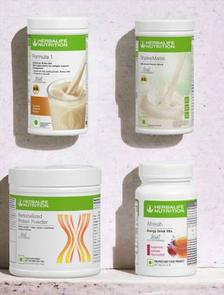 HERBALIFE F1 SHAKE MIX-BANANA,SHAKEMATE,PP-200GM AND KASHMIRI KAHWA (PACK OF 4) Protein Shake