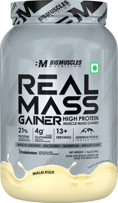 BIGMUSCLES NUTRITION Real Mass Gainer | High Protein Muscles Mass Gainer | Added BCAA, Glutamine Weight Gainers/Mass Gainers