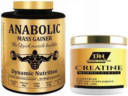Dynamic Nutrition Anabolic Mass Gainer With High Calories 1340 Free Creatine (6.6Lbs Chocolate) Weight Gainers/Mass Gainers