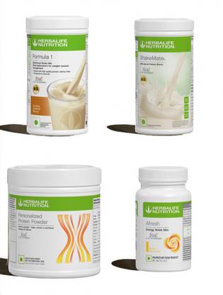 HERBALIFE F1 SHAKE MIX-BANANA,SHAKEMATE,PP-200GM AND LEMON (PACK OF 4) Protein Shake
