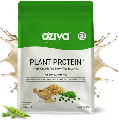 OZiva Organic Plant Protein,(Pea protein & Brown Rice) for Everyday Fitness,Unflavored Plant-Based Protein