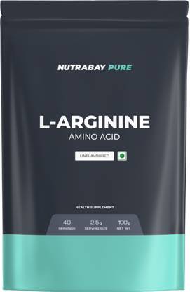 Nutrabay Pure 100% L-Arginine Powder - Muscle Building Amino Acid, Faster Recovery, Pre Workout