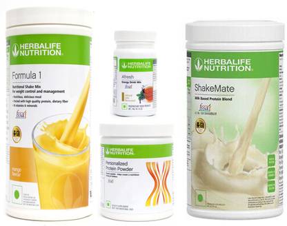 HERBALIFE FORMULA-1 SHAKE MANGO+PROTEIN POWDER -200GM+AFRESH -TULSI-+SHAKE MATE Protein Shake
