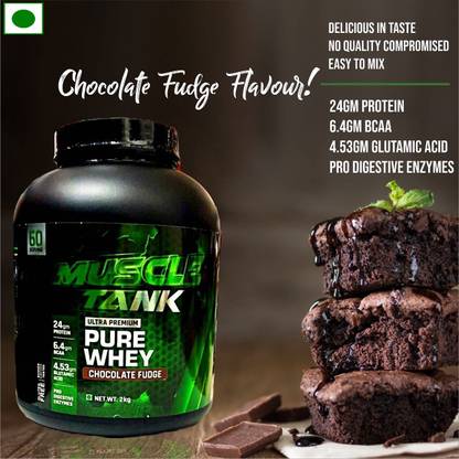 Progenix MUSCLE TANK ULTRA PREMIUM PURE WHEY PROTEIN POWDER (2KG,CHOCOLATE FUDGE) Whey Protein