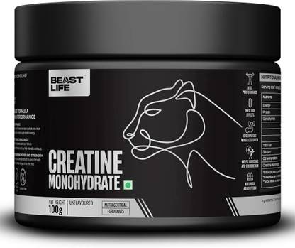 BeastLife Super Micronized Creatine Monohydrate Unflavoured 100g | NABL Lab Tested Creatine