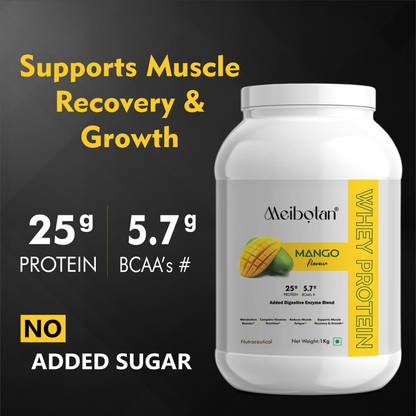 MEIBOTAN 100% Whey Protein Powder 1 kg (Mango Flavour) Whey Protein