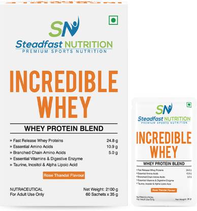 Steadfast NUTRITION Incredible Whey Protein Isolate and Concentrate Fast Release (Rose Thandai) Whey Protein