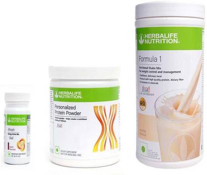 HERBALIFE Formula 1 Shake Vanilla Flavor With Protein Powder+ Afresh Energy Drink Elaichi Plant-Based Protein