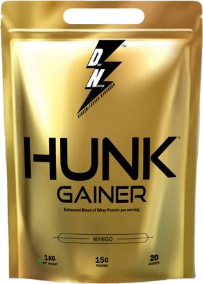 Dn With Divine Nutrition HUNK GAINER POUCH, 15g Protein, 150g per serving, 6 serving Weight Gainers/Mass Gainers