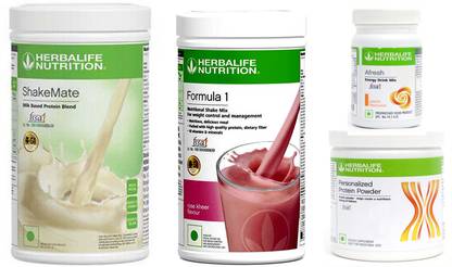 HERBALIFE Formula 1 Rose Kheer + Protein Powder 200 G+ Shake Mate + Afresh - Peach Protein Shake