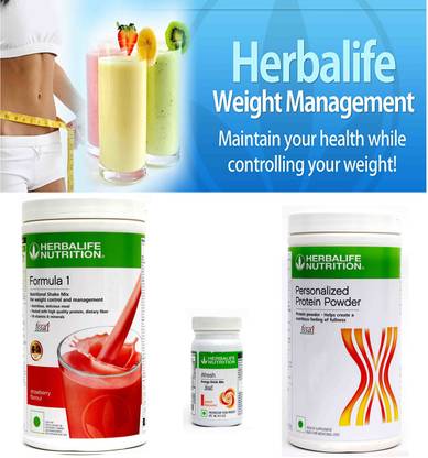 HERBALIFE Weight Loss Combo ( Formula 1 Strawberry ,Protein 400 gm,Afresh Peach ) Plant-Based Protein