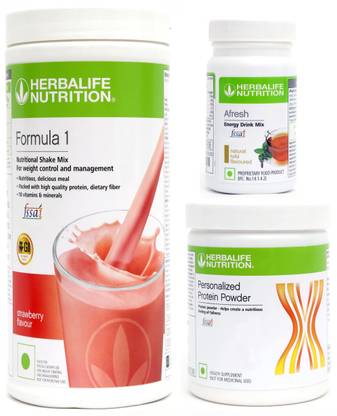 HERBALIFE FORMULA-1 SHAKE STRAWBERRY-500 GM+PROTEIN POWDER -200 GM+AFRESH -TULSI-50 Protein Shake