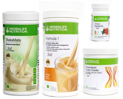 Herbalife Nutrition FORMULA1 ORANGE 500 PROTIEN 200 GAFRESHENERGYDRINK TULSI 50 +SHAKEMATE 500 G Plant-Based Protein