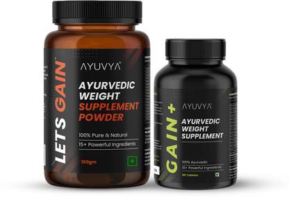 Ayuvya Ayurvedic Gain+ & Lets Gain 100% Ayurvedic Weight Gain Combo | Boost immunity Weight Gainers/Mass Gainers