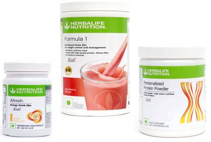 HERBALIFE FORMULA 1 STRAWBERRY -500 GM +PROTINE 200 GM WITH AFRESH GINGER -50 GM SET OF 3 Protein Shake
