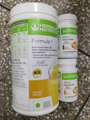 HERBALIFE F1 SHAKE MIX-MANGO,AFRESH-ELAICHI,PEACH (PACK OF 3) Protein Shake