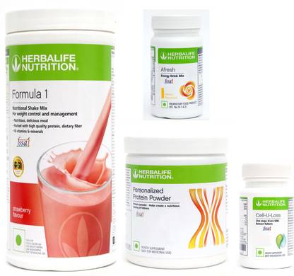 HERBALIFE FORMULA1STRAWBERRY500 PROTIEN 200 G AFRESH ENERGY DRINK LEMON 50 G CELL U LOSS Whey Protein