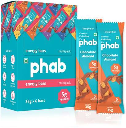 Phab 5g Protein Bar, Trans Fat Free & No Preservatives,With 21% Nuts, High Fiber Energy Bars