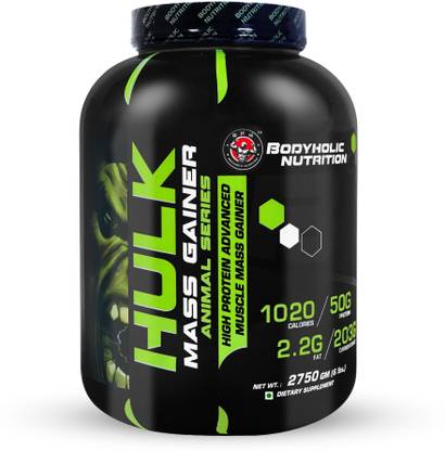 BODYHOLIC Nutrition Hulk Mass Gainer & Hulk Muscle Mass Gainer (6lbs, 2.75kg) Weight Gainers/Mass Gainers