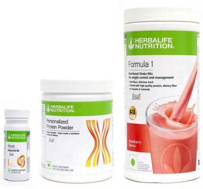 HERBALIFE Formula 1 Shake Strawberry With Protein Powder And Afresh Energy Drink Ginger Plant-Based Protein