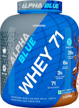ALPHABLUE Whey 71 Protein Hardcore Whey Matrix With Testo Boosters and Creatine Whey Protein