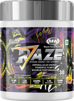 MHN Raze 270gm Pineapple Flavor 30 serving Intense Energy Pre Workout Powerful Pump Pre Workout