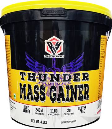 RY Nutrition Thunder Mass Gainer With High Calories 1180 (10Lbs Cafe Mocha) Weight Gainers/Mass Gainers