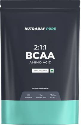 Nutrabay Pure BCAA 2:1:1 - 5g Vegan BCAAs, Intra / Post Workout Amino Acid Supplement, BCAA