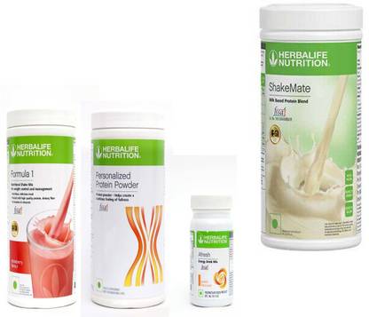 HERBALIFE FORMULA-1SHAKE STRAWBERRY-+PROTEIN POWDER -400 +AFRESH -PEACH-50- +SHAKEMATE Protein Shake