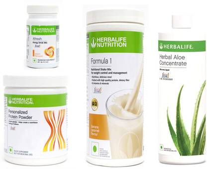 HERBALIFE Formula 1 Banana Flavor+ Protein + Aloe concentrate + Afresh Peach Protein Shake