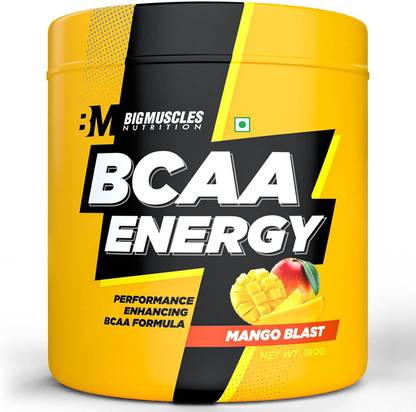BIGMUSCLES NUTRITION BCAA Energy | Performance Enhancing BCAA Formula | 180 gms | Mango Blast Flavour BCAA