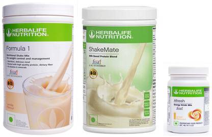 HERBALIFE Formula 1 Shake Mix Vanilla Flavor+Shake Mate Milk Protein+ Afresh Ginger Plant-Based Protein